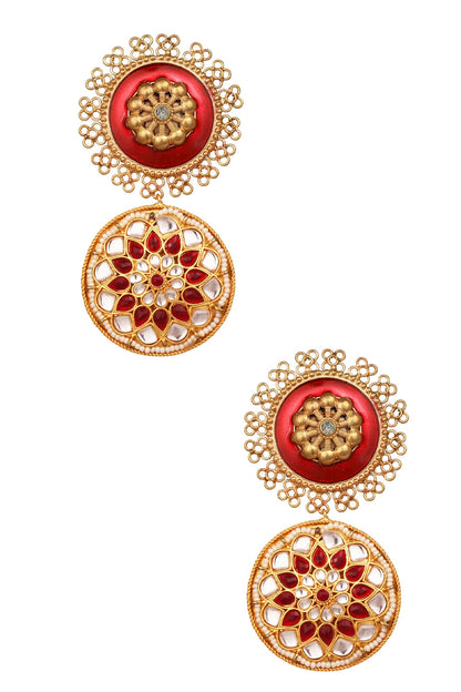 Meenakari Kundan Danglers 