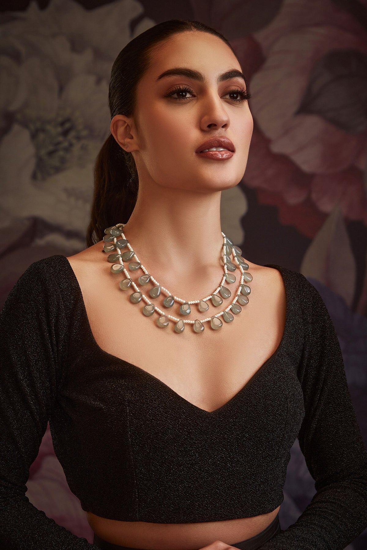 Mint Pearl Layered Contemporary Necklace 