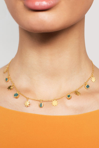 Studded Pendant Charm Necklace 