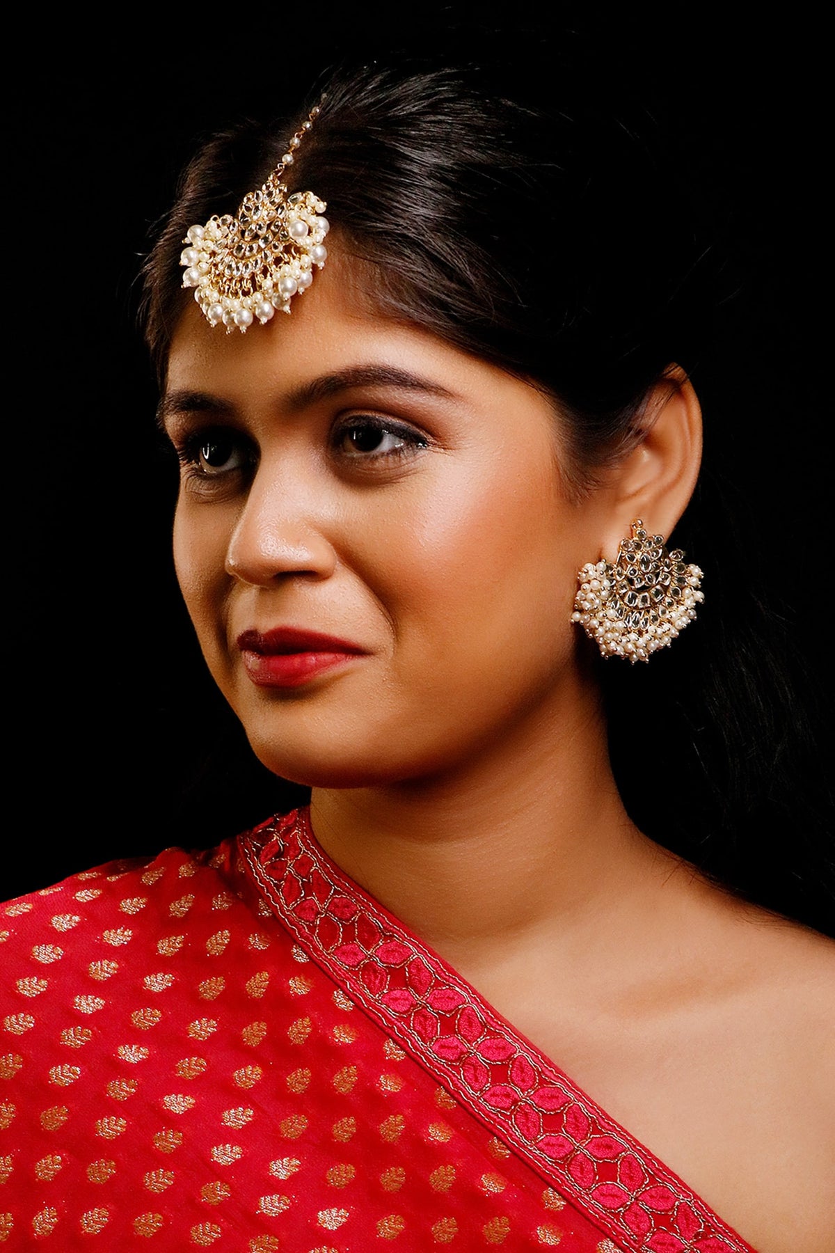 Kundan Pearl Chandbalis Set 