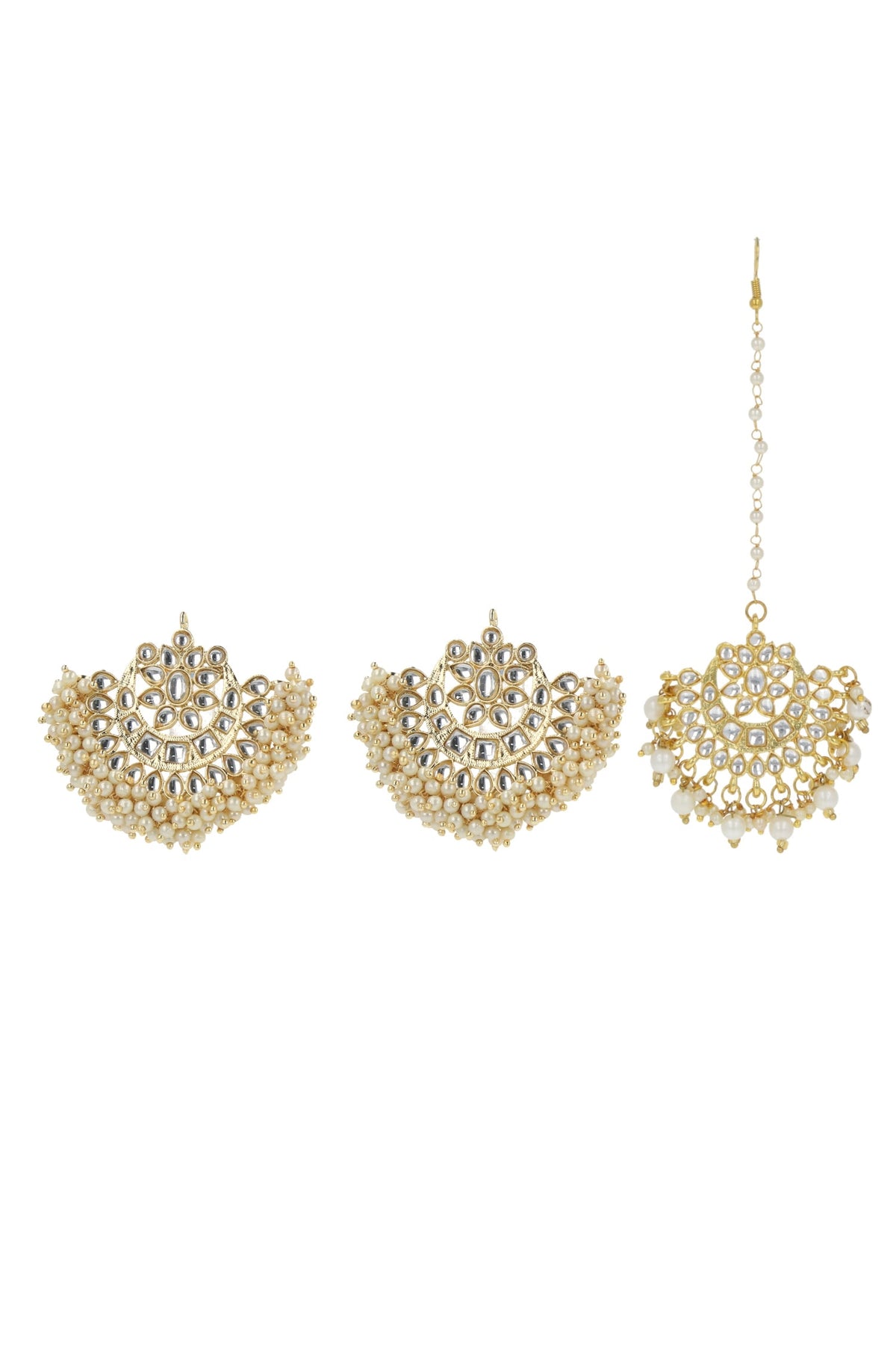 Kundan Pearl Chandbalis Set 