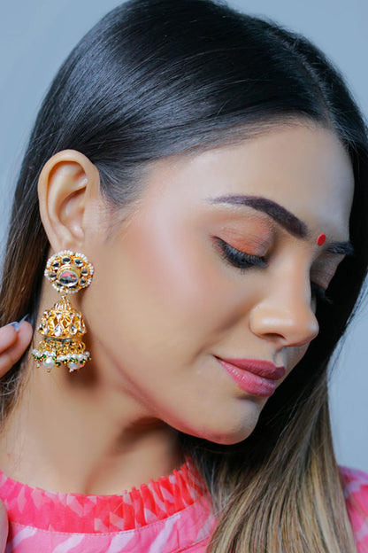 Kundan Carved Jhumkas 