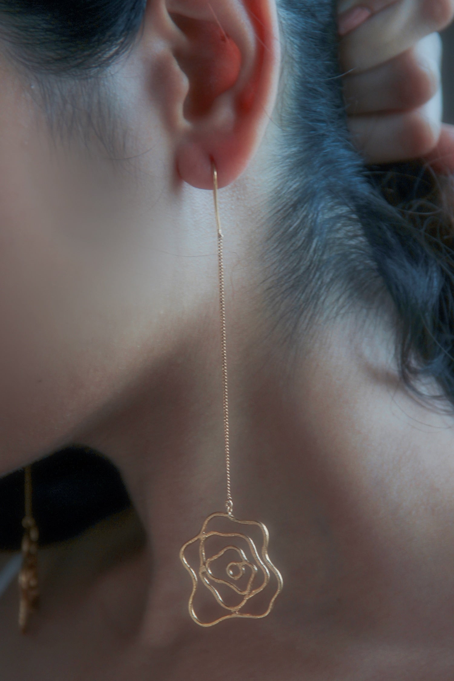 Rose Handcrafted Long Earrings 