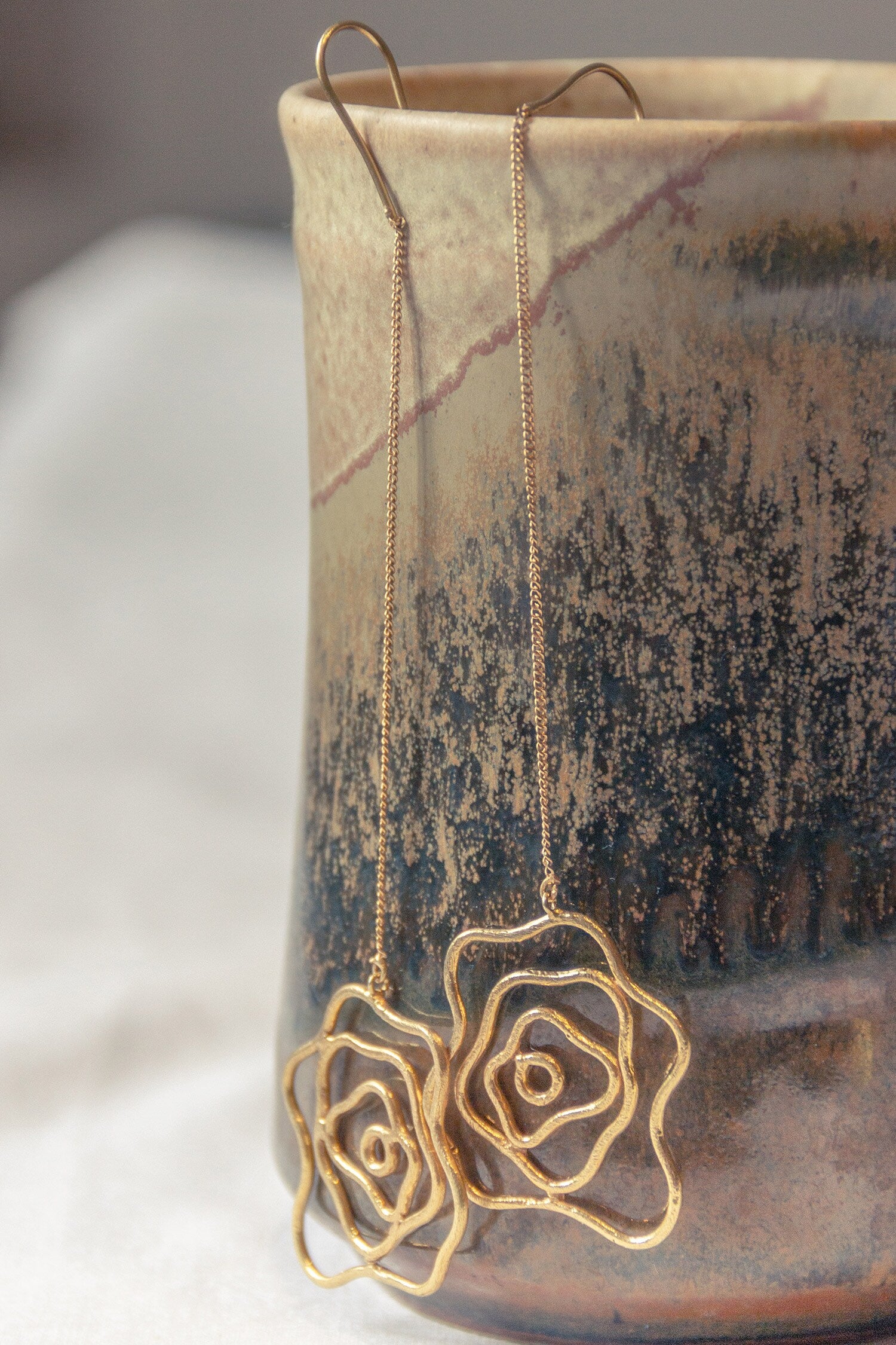 Rose Handcrafted Long Earrings 