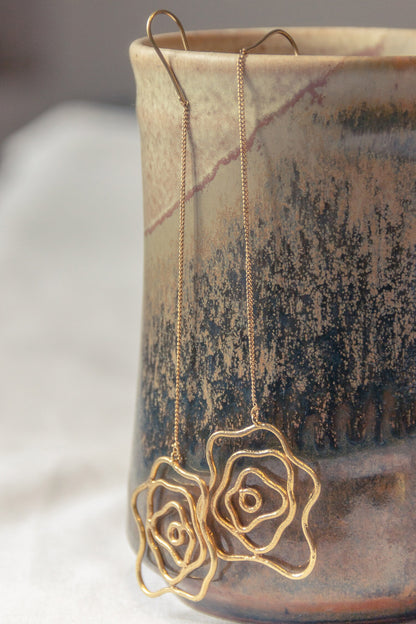 Rose Handcrafted Long Earrings 