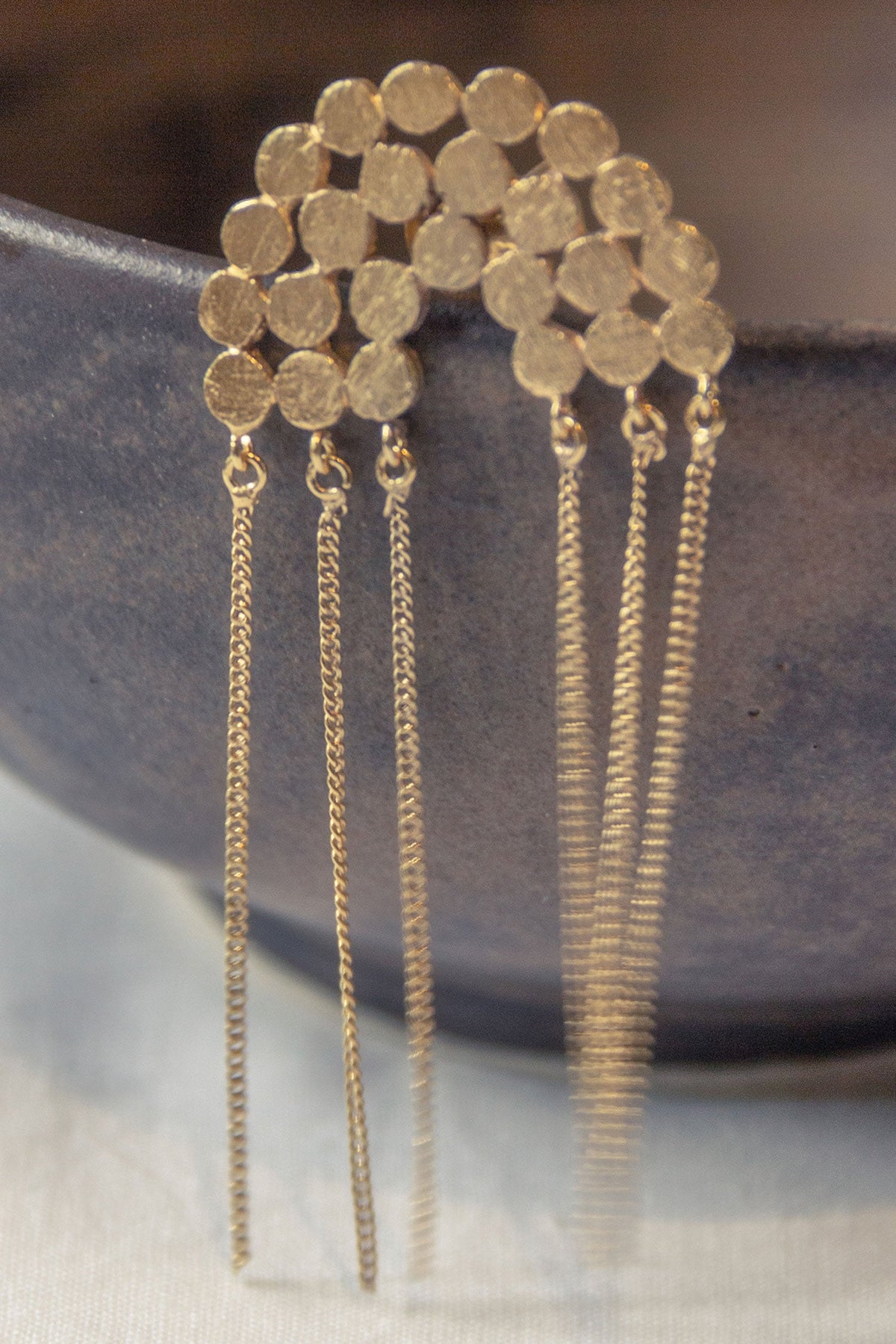 Sunset Chain Tassel Statement Earrings 