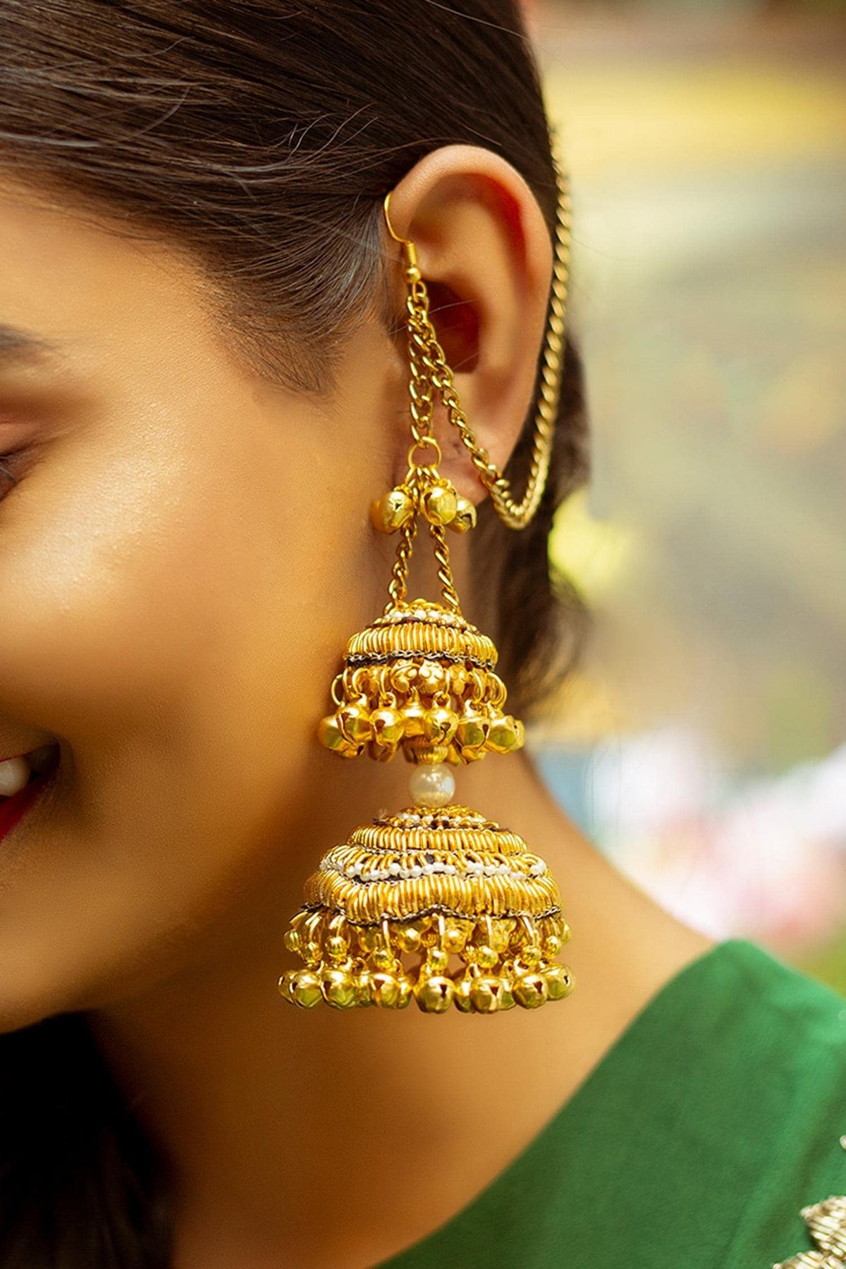 Ghungroo Drop Layered Jhumkis 