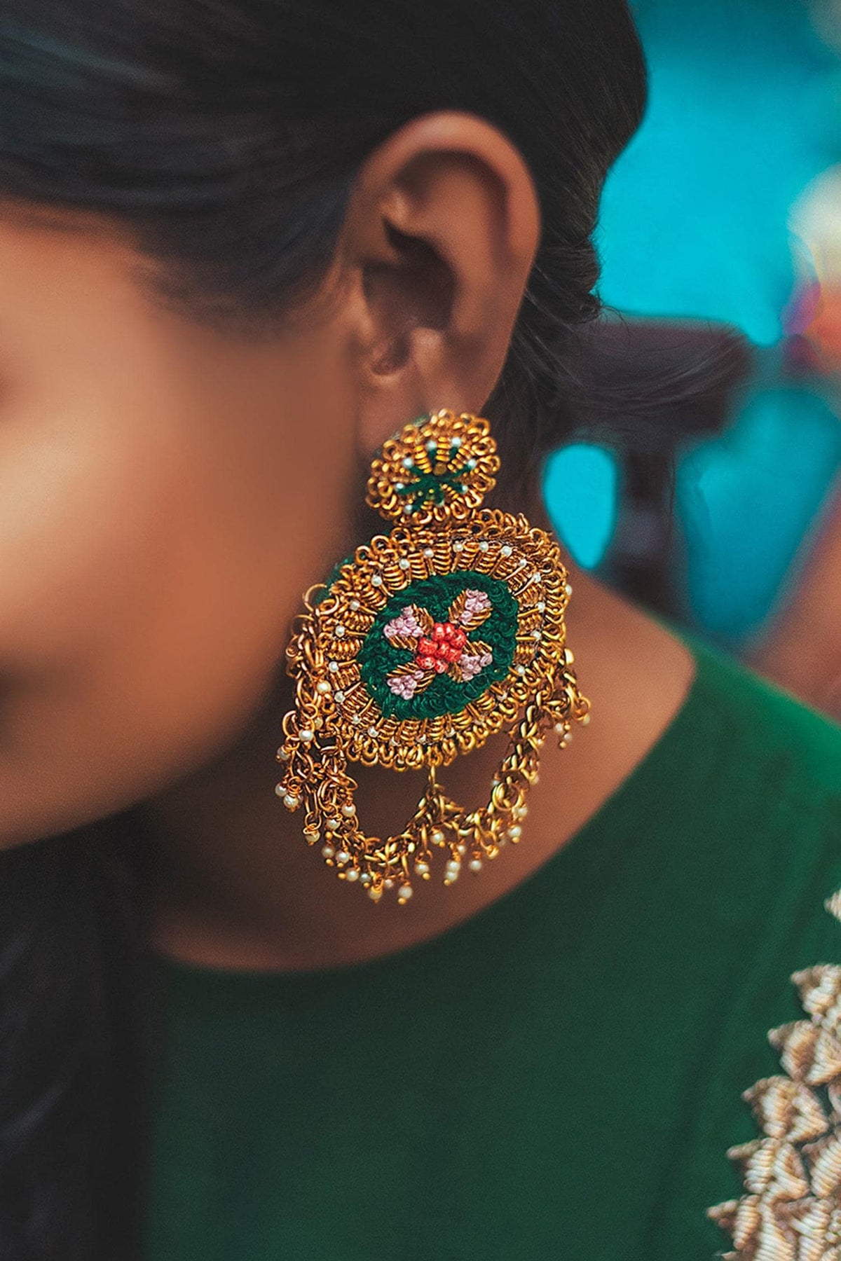 Thread Embroidered Danglers 