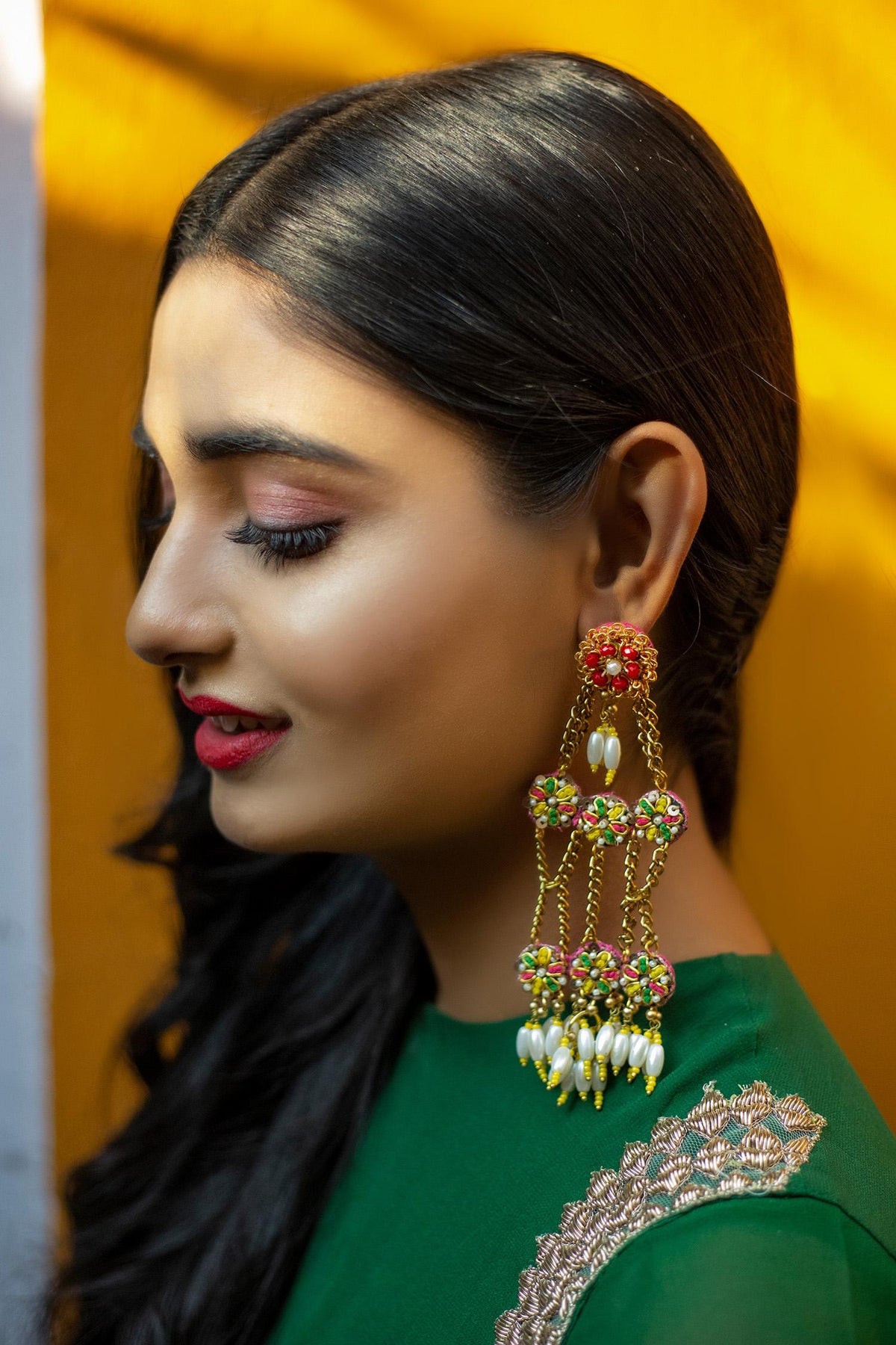 Pearl Embroidered Danglers 