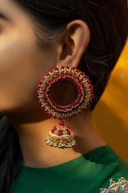 Thread Embroidered Jhumkas 