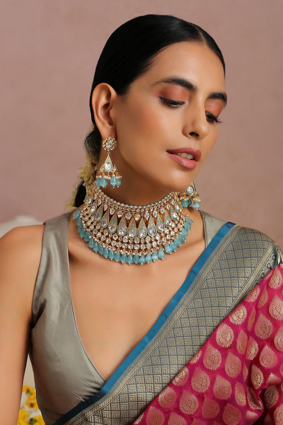 Polki Embellished Layered Choker Set 
