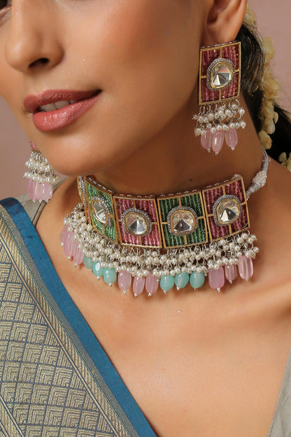 Multi-Bead Embellished Choker Set 