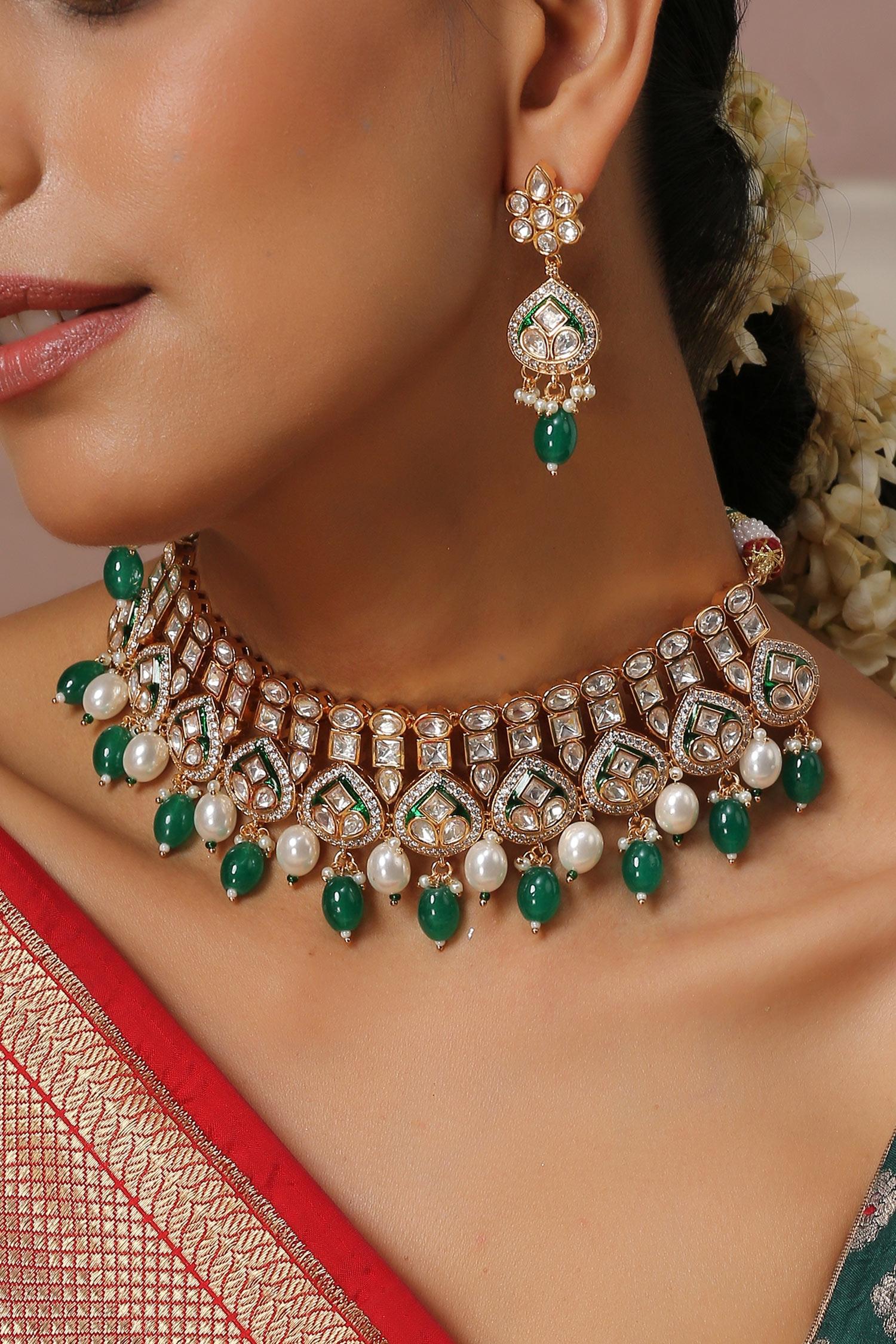 Pearl Embellished Choker Set 