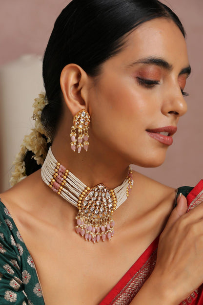 Pearl Embellished Choker Set 