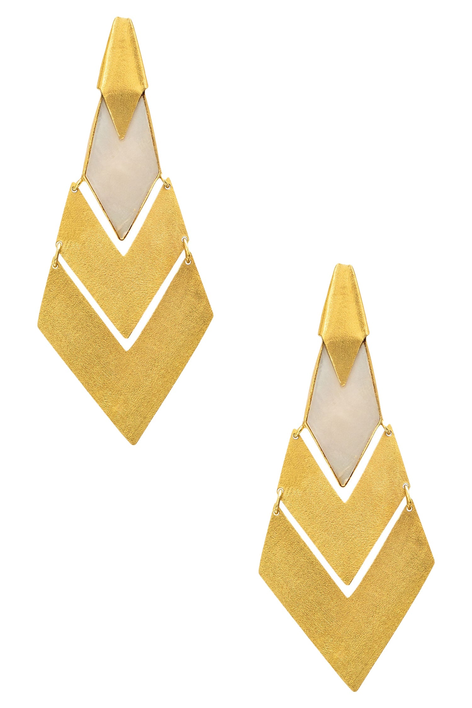Geometric Cutwork Stone Earrings 