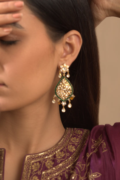 Gold Floral Polki Danglers 