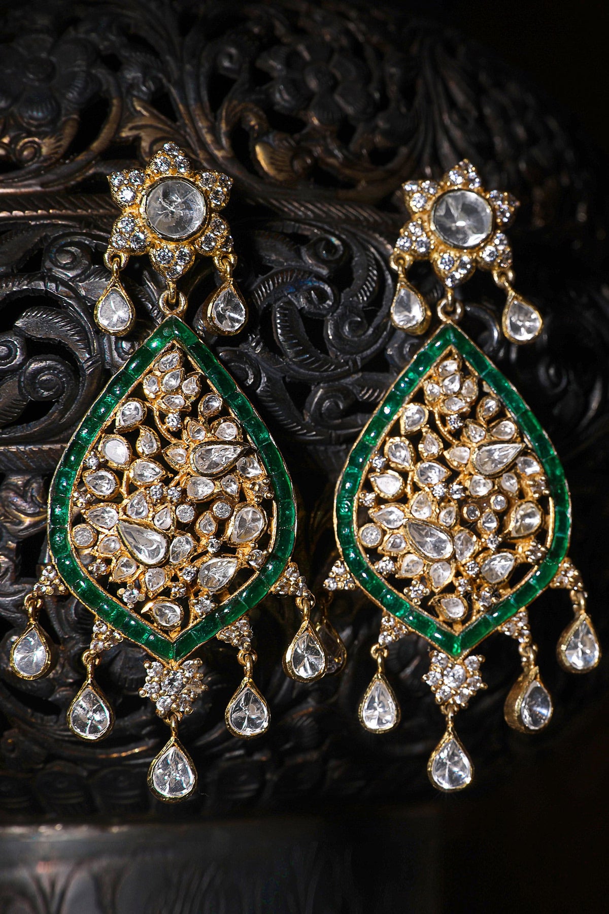 Gold Floral Polki Danglers 