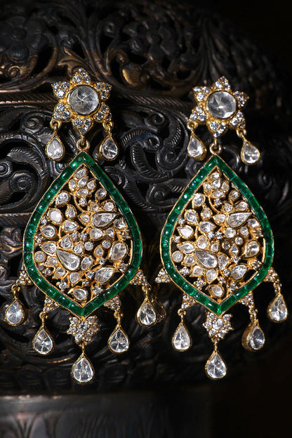 Gold Floral Polki Danglers 