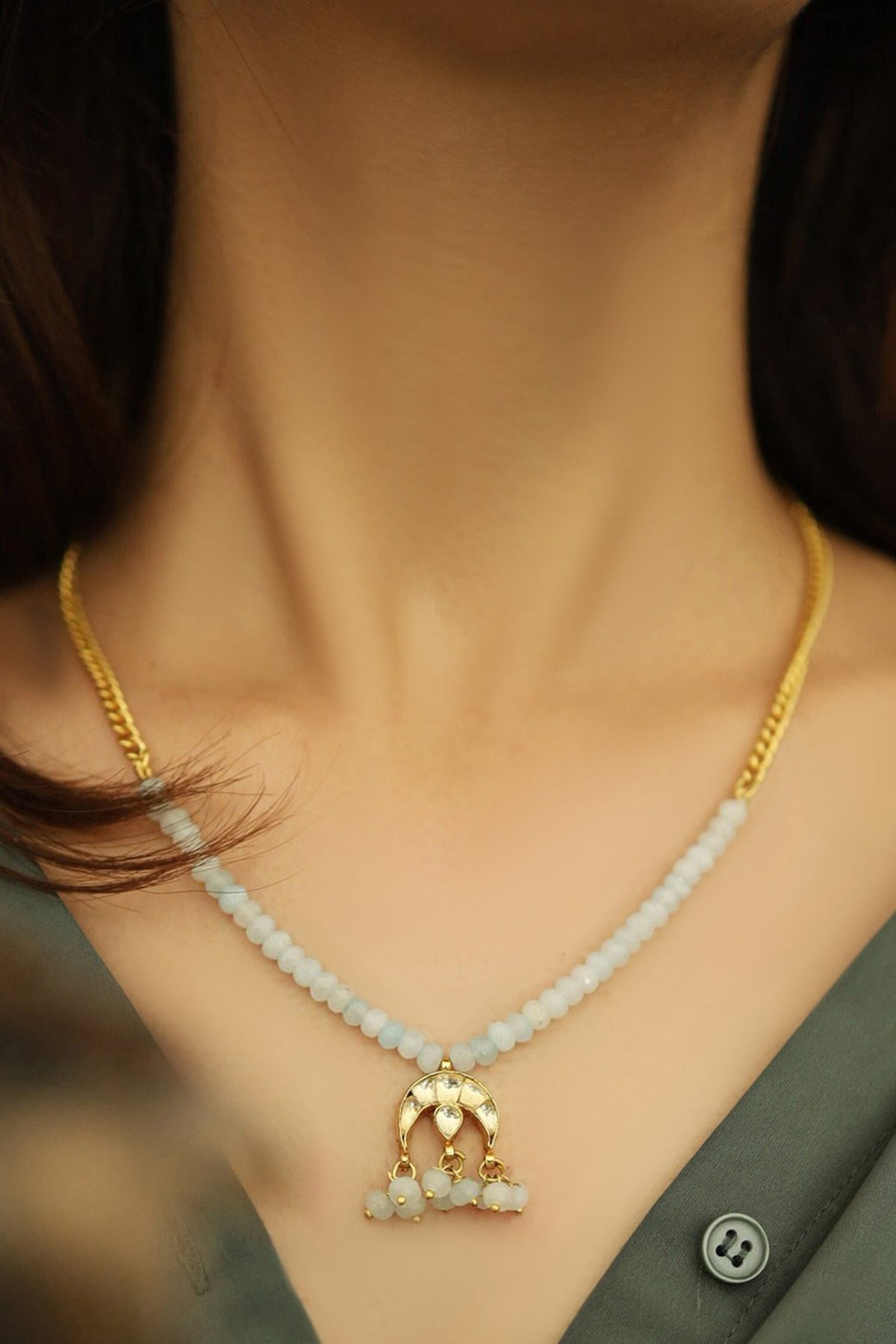 Crescent Moon Pendant Necklace 