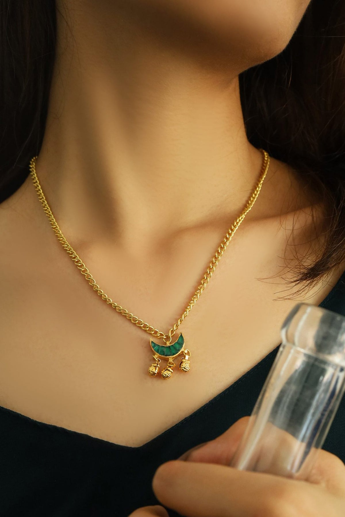 Crescent Moon Pendant Necklace 