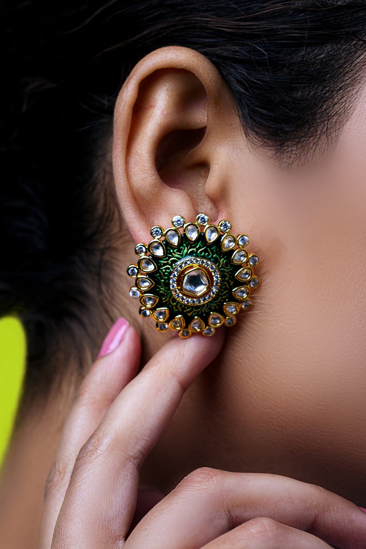 Meenakari Kundan Stud Earrings 