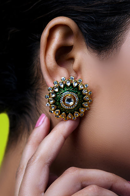 Meenakari Kundan Stud Earrings 