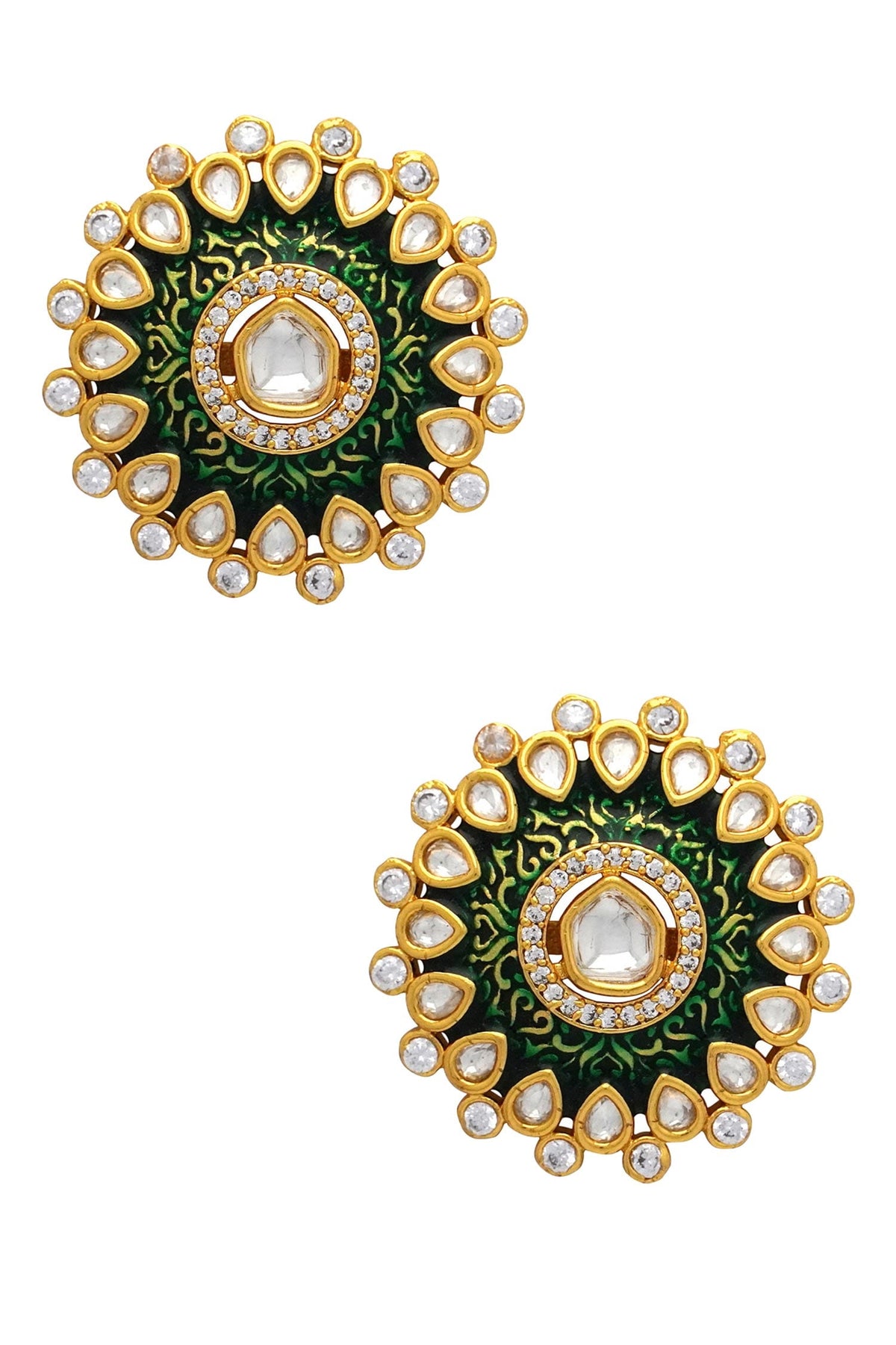 Meenakari Kundan Stud Earrings 