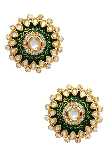 Meenakari Kundan Stud Earrings 