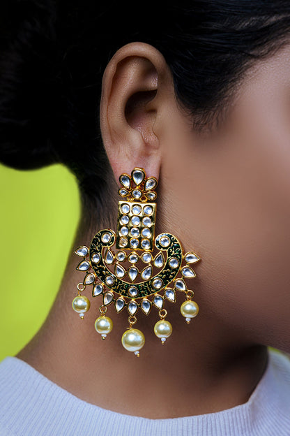 Enamelled Kundan Danglers 