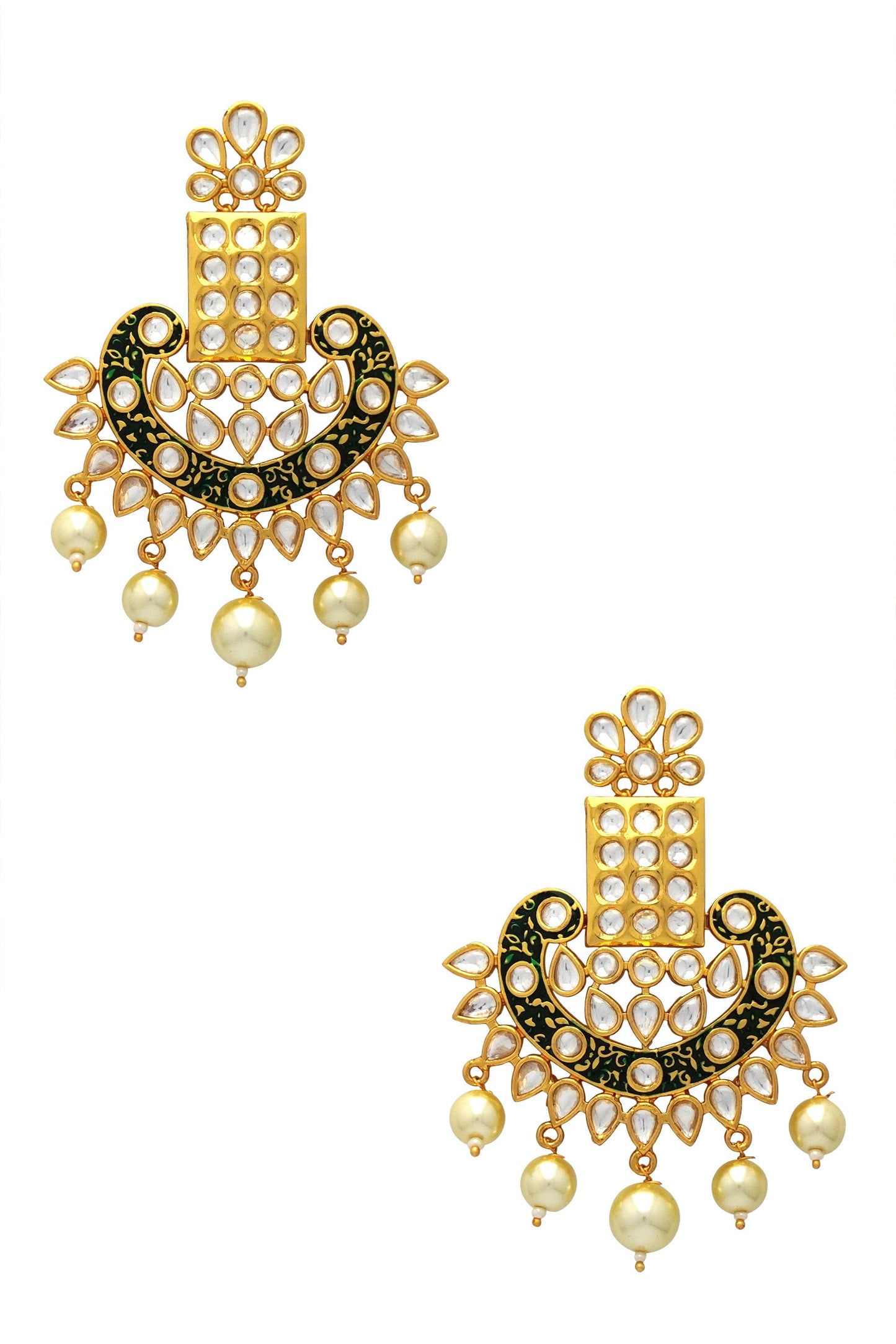 Enamelled Kundan Danglers 