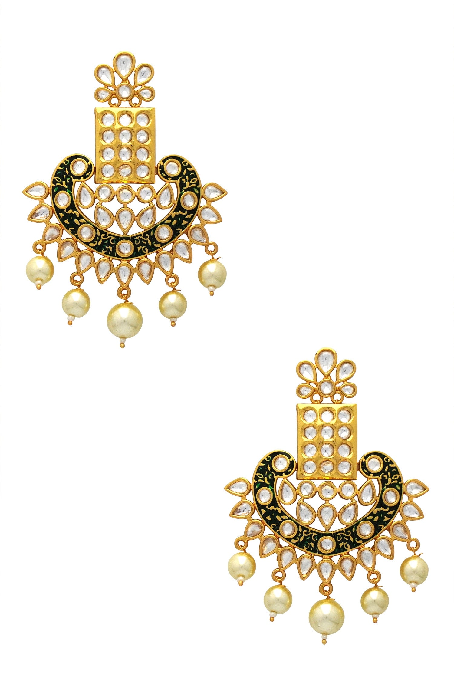 Enamelled Kundan Danglers 