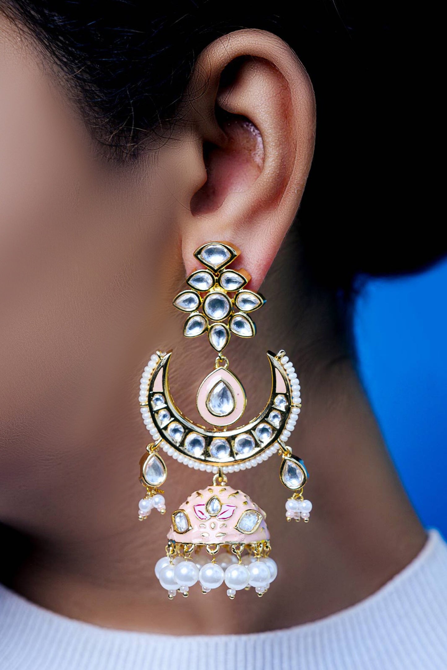 Kundan Bead Drop Chandbalis 
