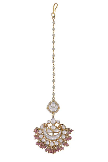 Bead Embellished Floral Motif Maangtikka 