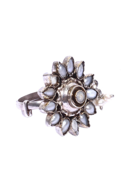 Floral Stone Studded Ring 