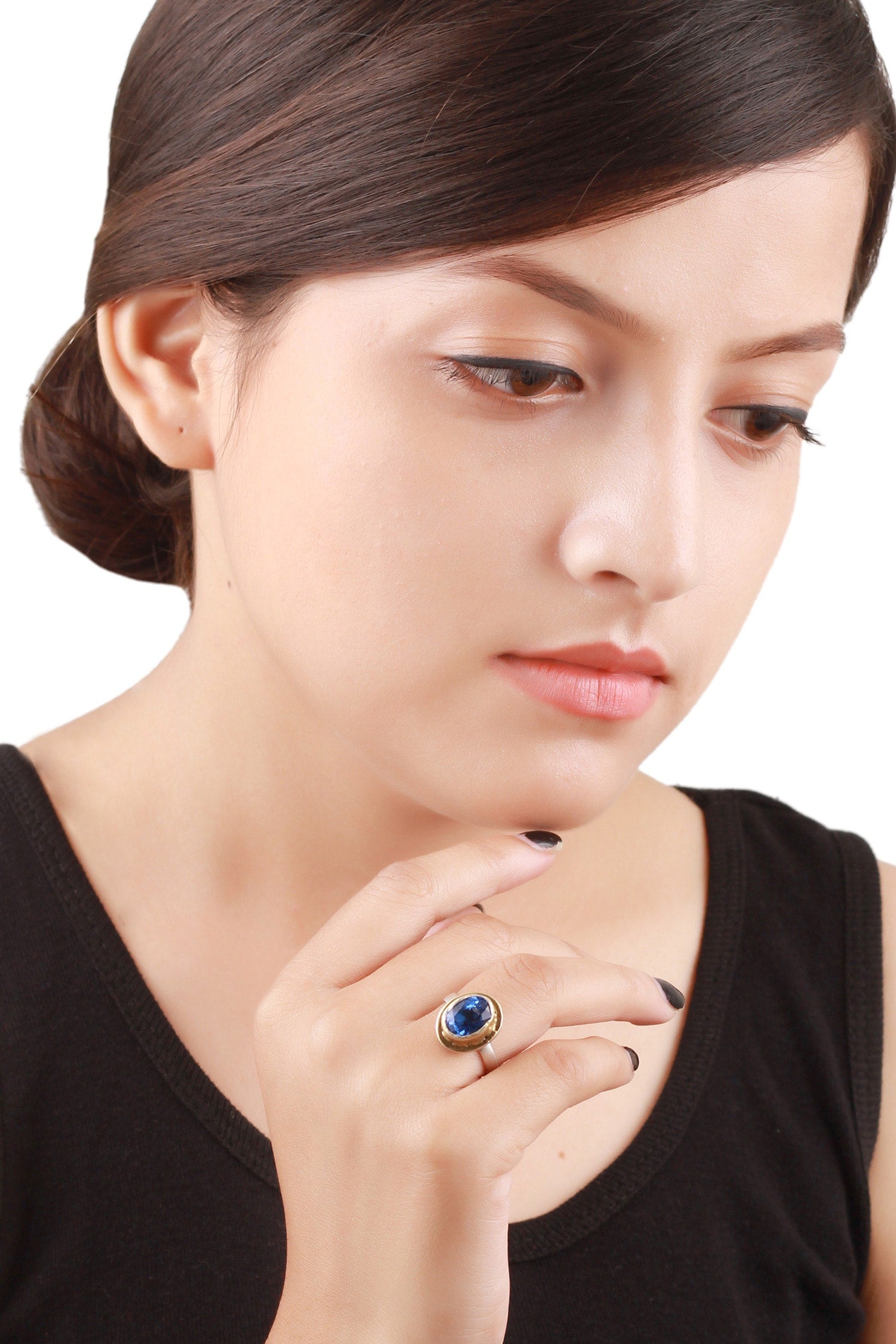 Dual Tone Stone Studded Ring 