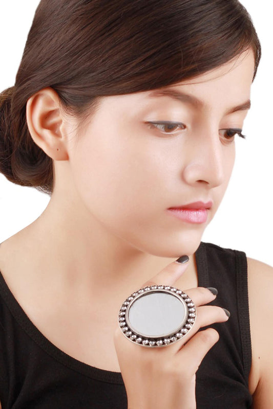 Handcrafted Round Mirror Ring 
