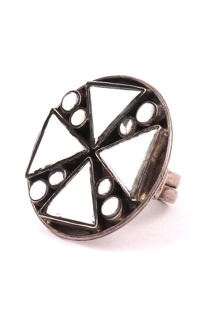 Handcrafted Silver Mirror Top Ring 