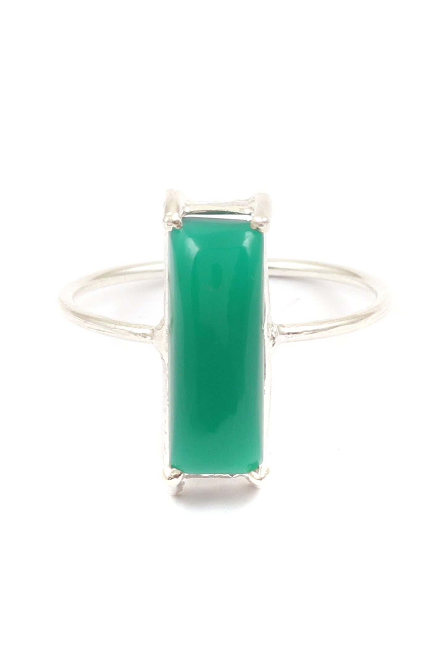 Silver Geometric Stone Ring 