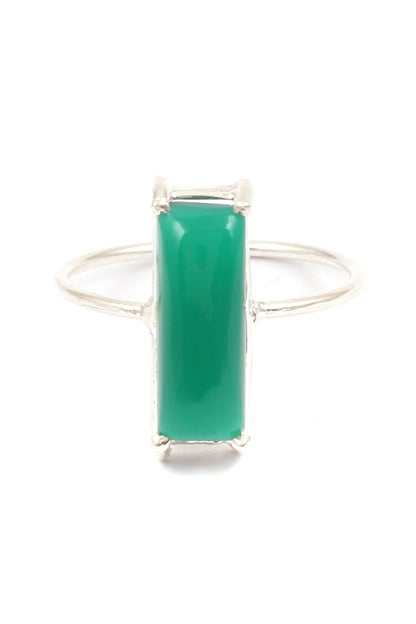 Silver Geometric Stone Ring 