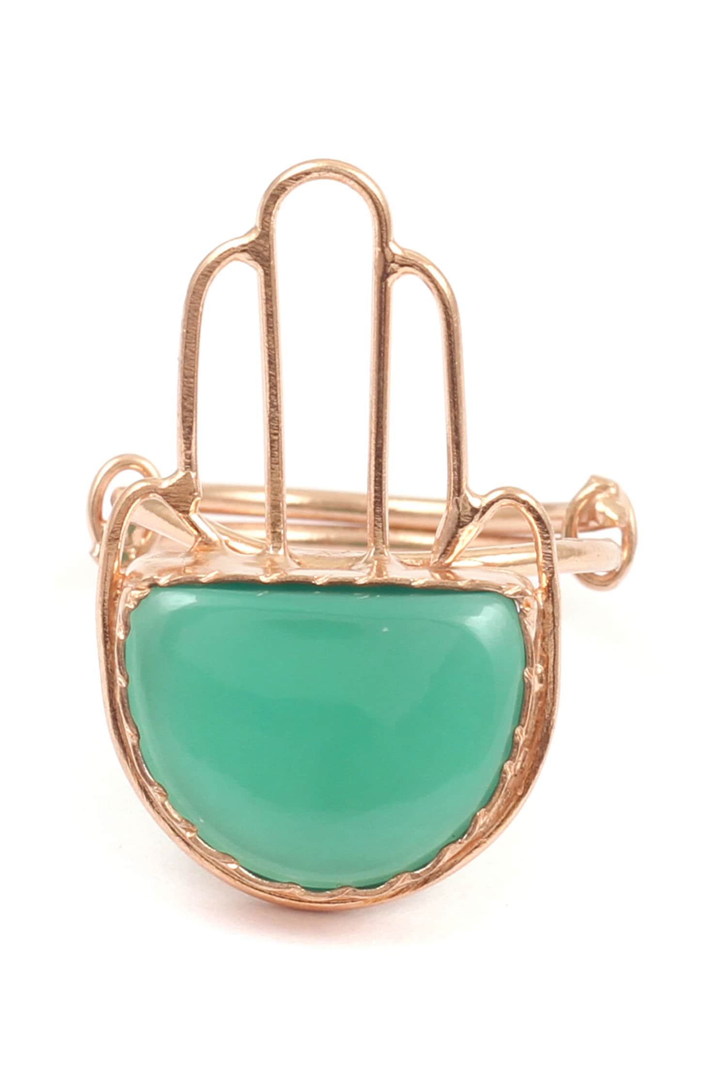 Handcrafted Stone Semi-Circle Ring 