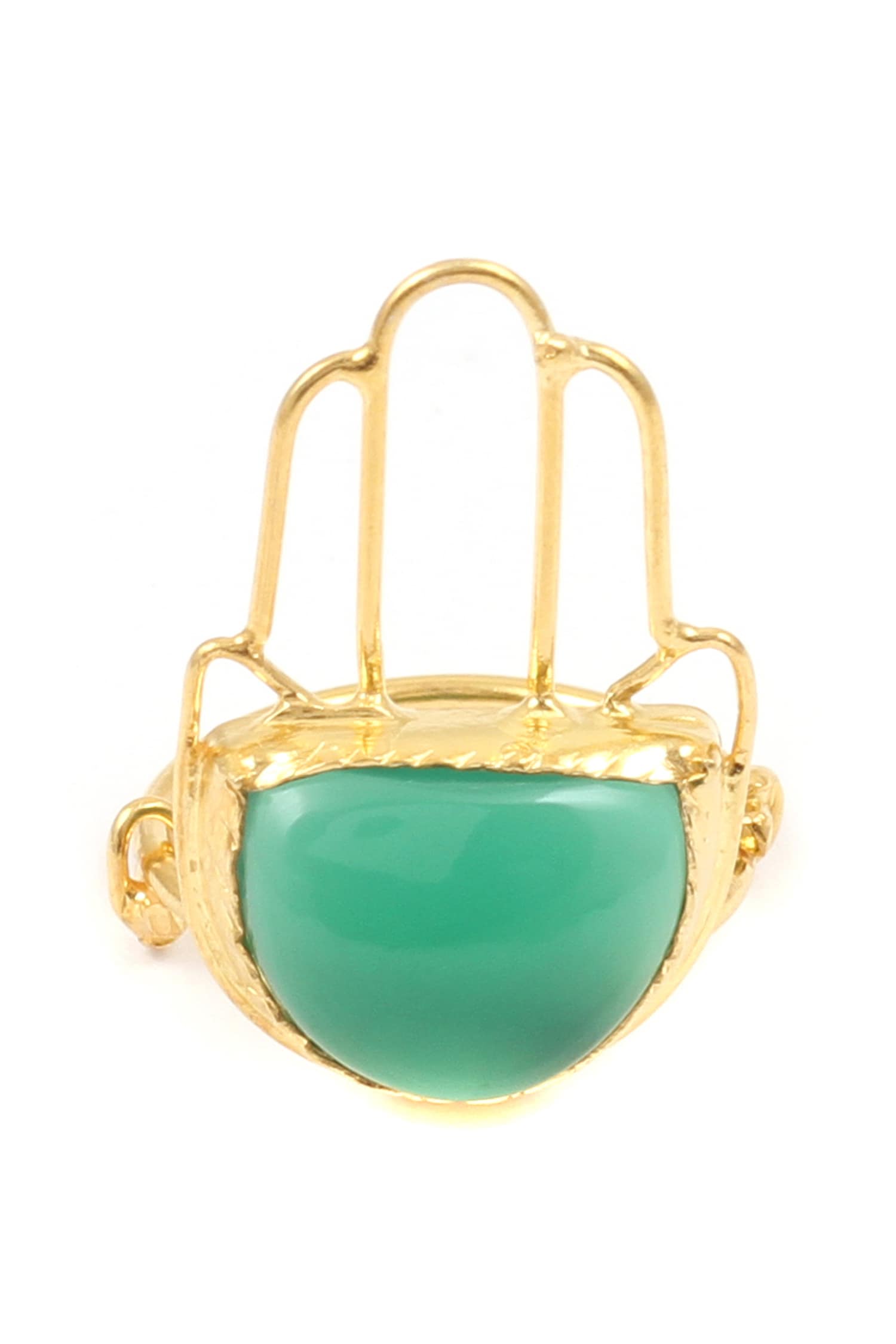 Gold Green Cutwork Stone Ring 