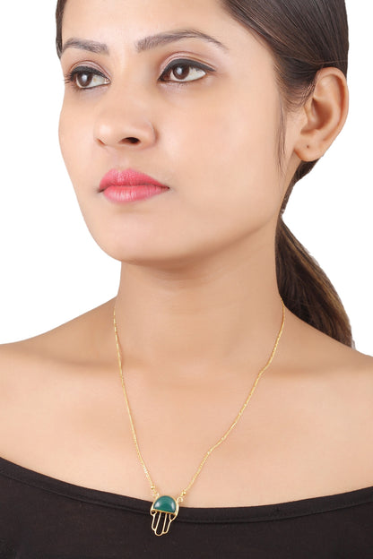 Gold & Green Handcrafted Pendant Necklace 