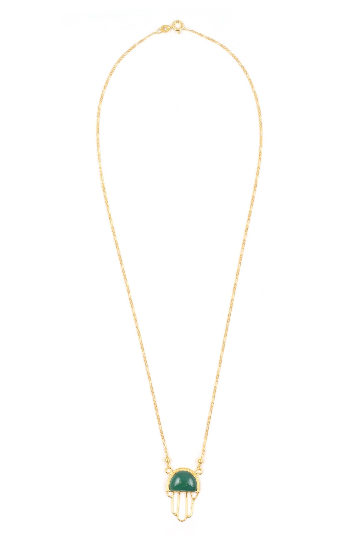 Gold & Green Handcrafted Pendant Necklace 