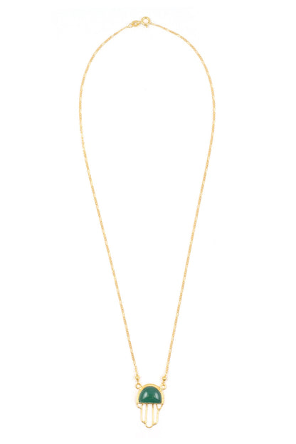 Gold & Green Handcrafted Pendant Necklace 