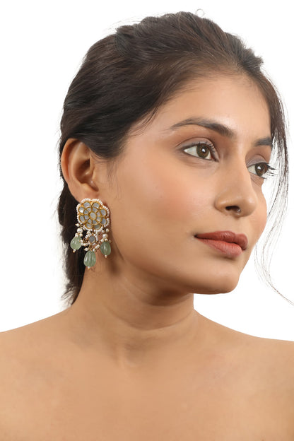 Pearl Embellished Floral Motif Earrings 