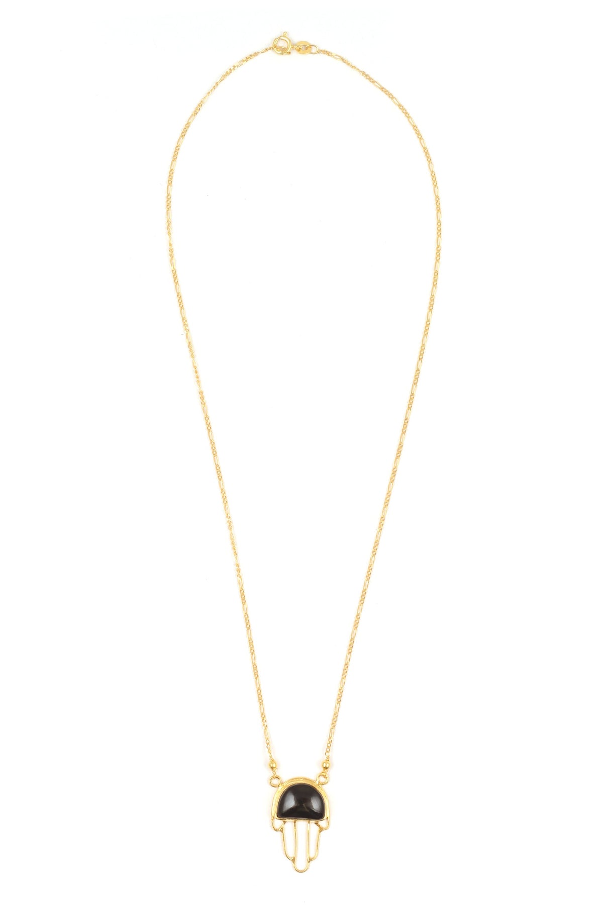 Gold Stone Cutwork Pendant Necklace 