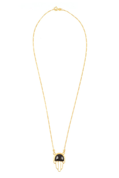 Gold Stone Cutwork Pendant Necklace 
