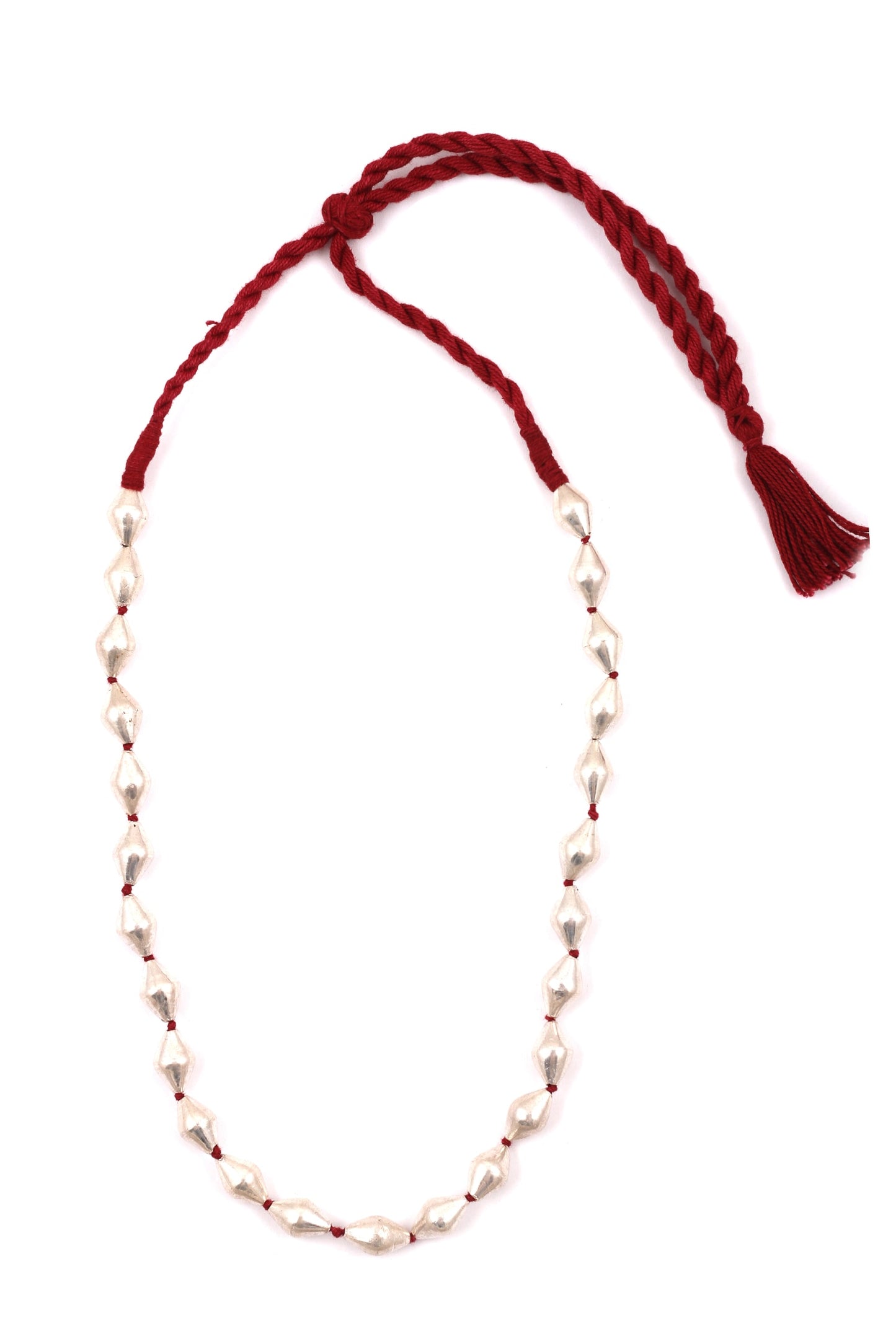 Braided Thread Silver Stone Necklace 