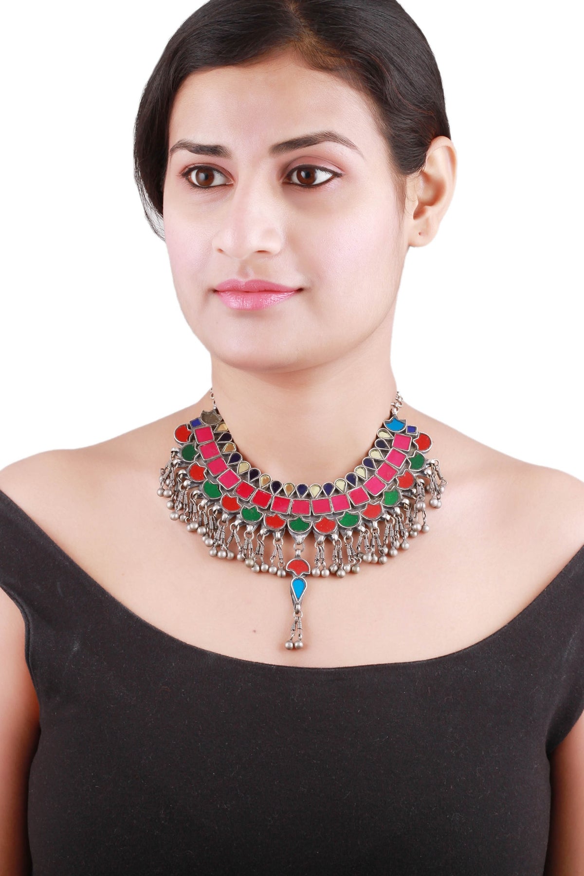 Multi Color Stone Studded Necklace 
