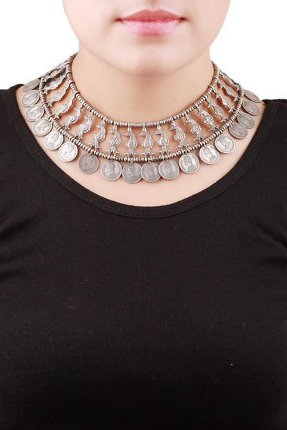 Braided Coin Drop Necklace 